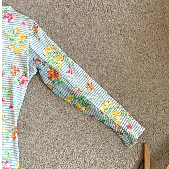 IBKUL Long Sleeve Crewneck Top Striped Floral Womens Medium 50+ Protection Sport - Picture 12 of 14